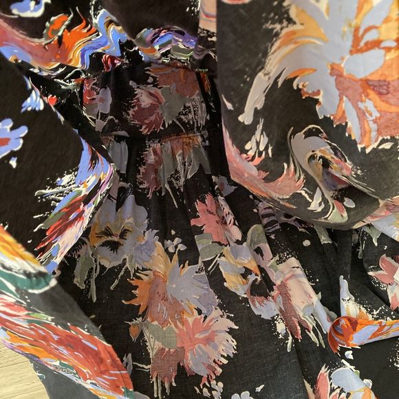 Arket Midi Dress Womens UK 8-10 EU 38 Black Floral Printed Sleeveless Summer - Picture 8 of 13